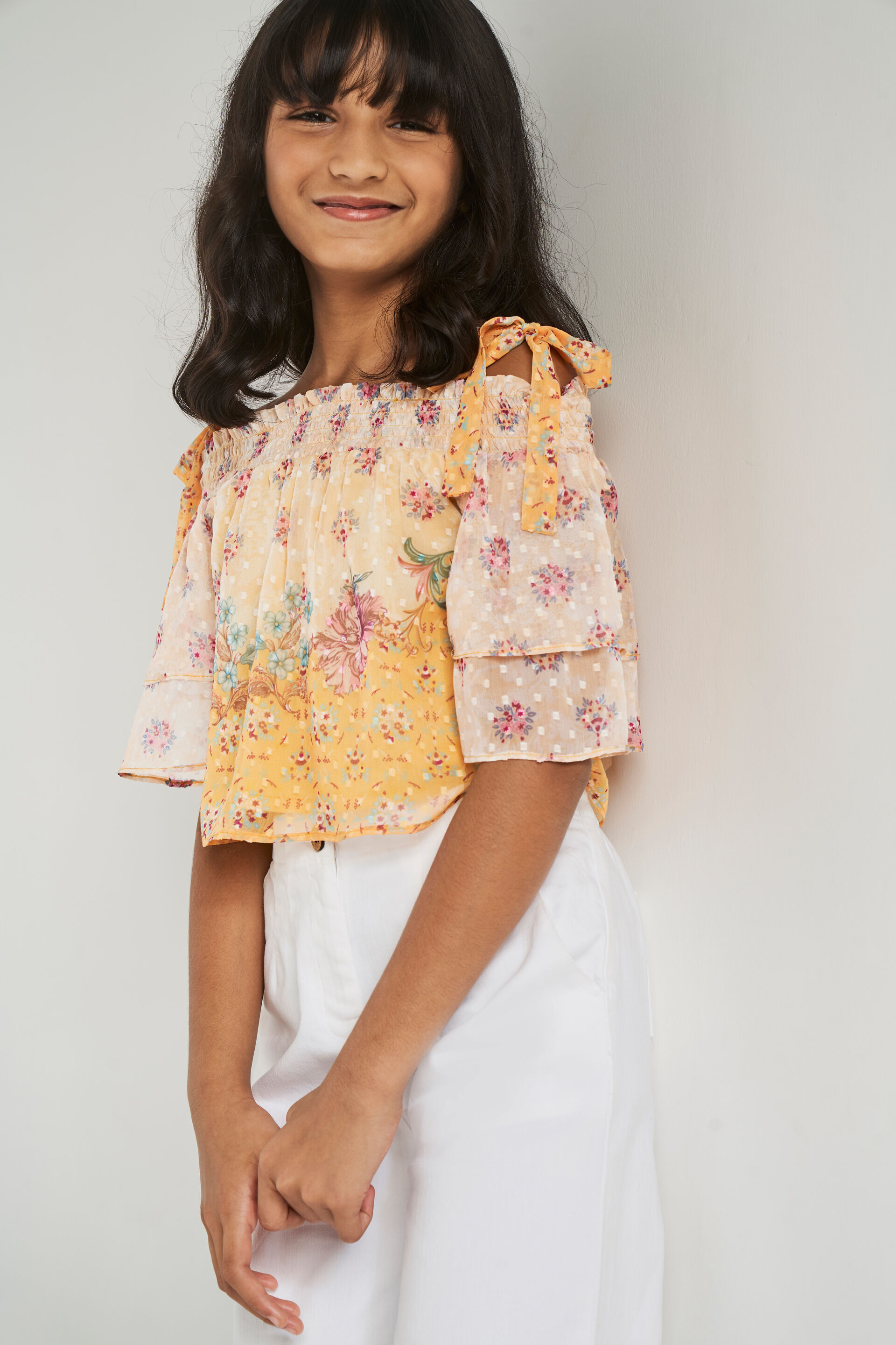 Mustard Floral Straight Top, Mustard, image 5